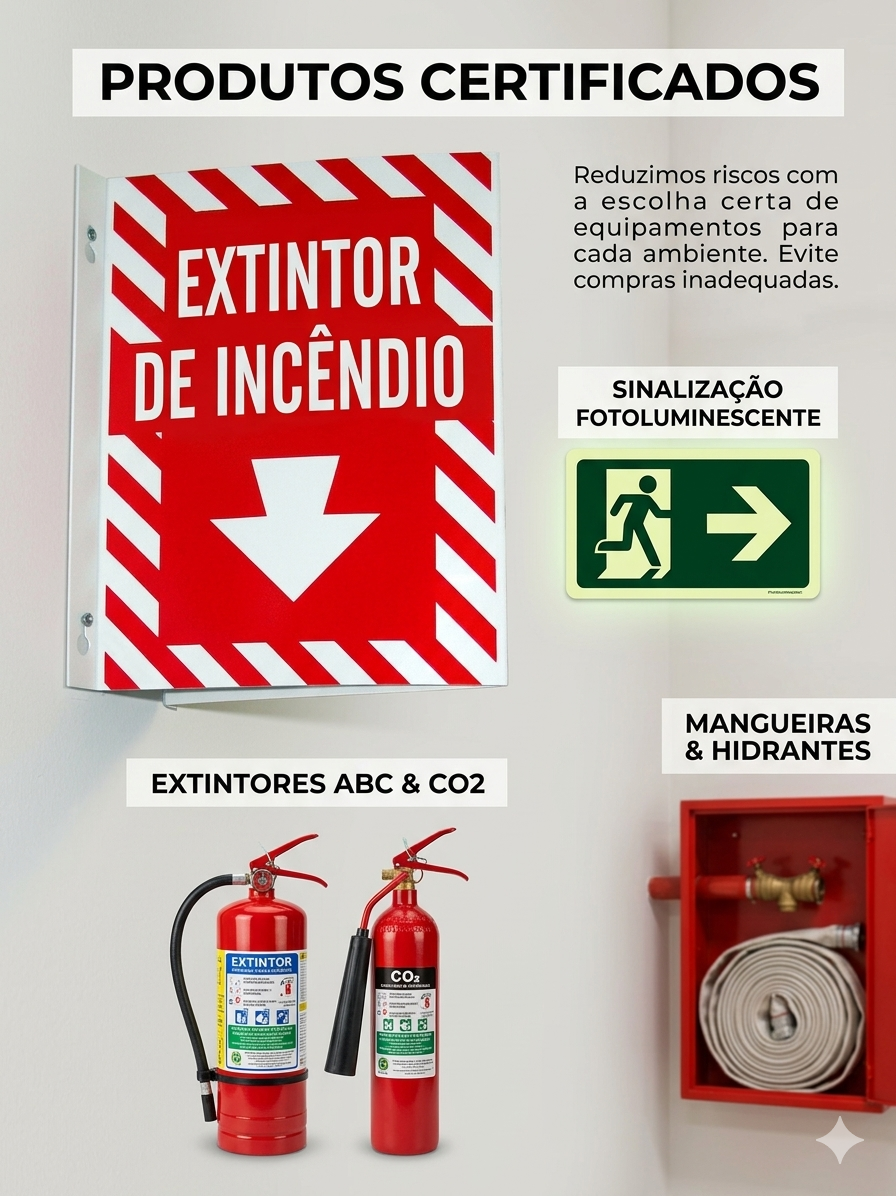 Sinalização e equipamentos de emergência em ambiente profissional