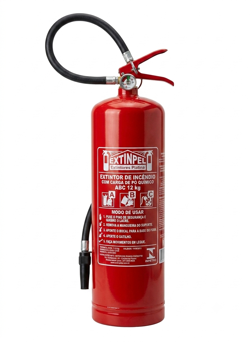 Extintor de Incêndio Pó Químico ABC 12kg | Alta Capacidade para Classes A, B e C