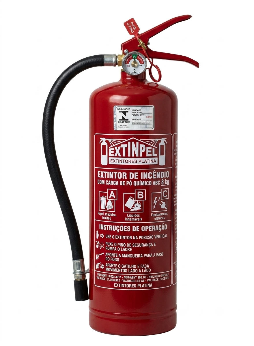Extintor de Incêndio Pó Químico ABC 8kg | Proteção para Classes A, B e C