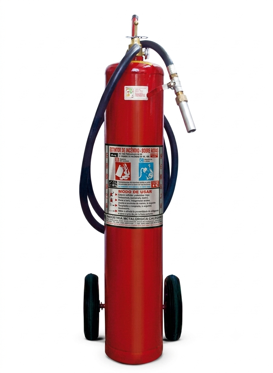 Extintor de Incêndio Sobre Rodas (Carreta) Pó Químico BC | Alta Capacidade para Líquidos Inflamáveis e Equipamentos Elétricos