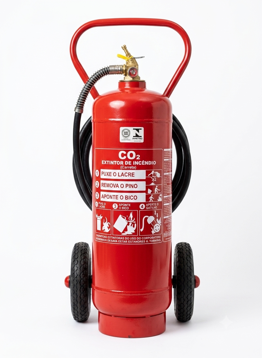 Extintor de Incêndio Sobre Rodas CO₂ (Carreta) | Dióxido de Carbono para Equipamentos Elétricos e Eletrônicos