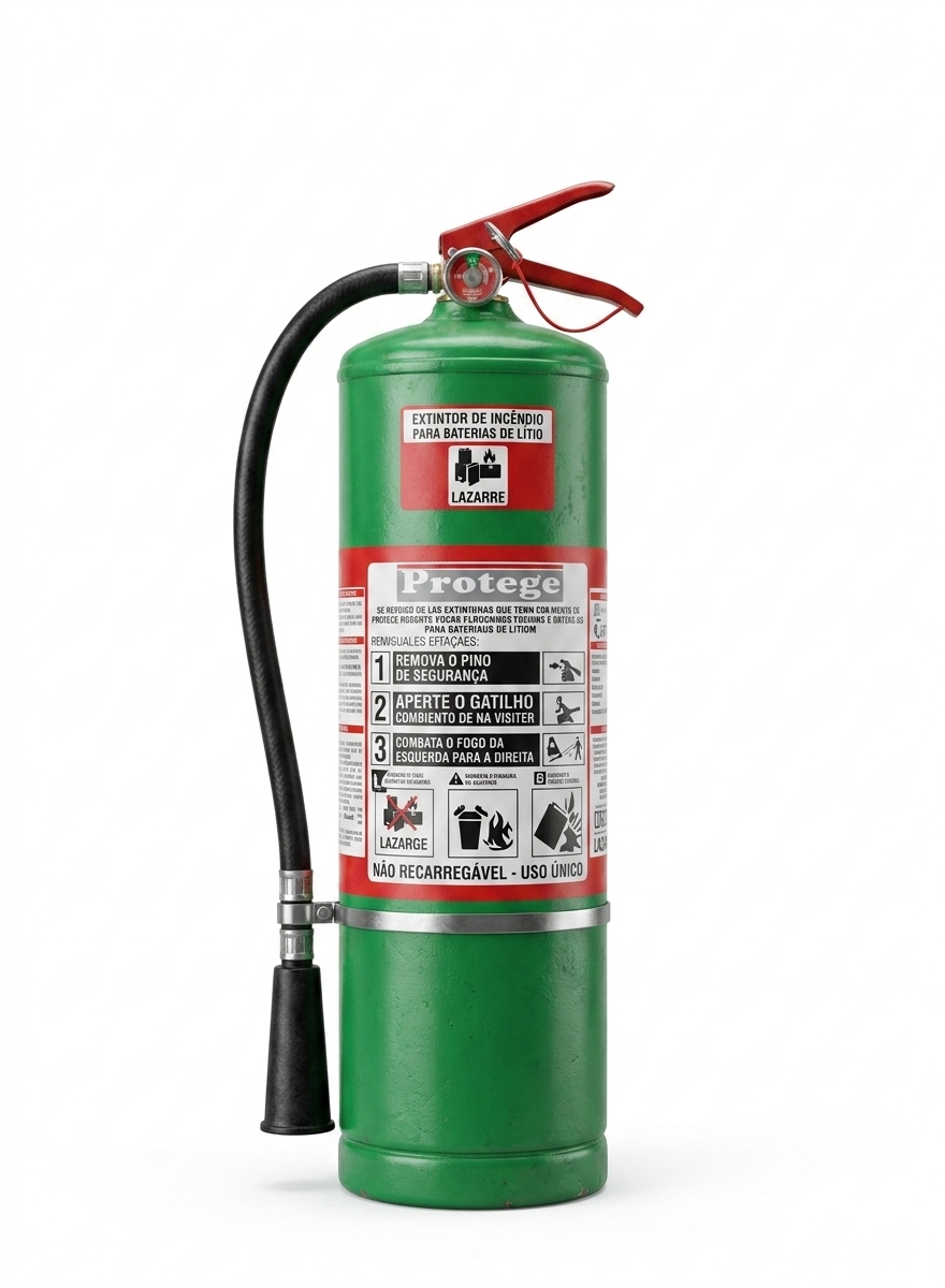 Extintor para Baterias de Lítio Lazarre Protegee | Agente Limpo FE-36 | Uso Único